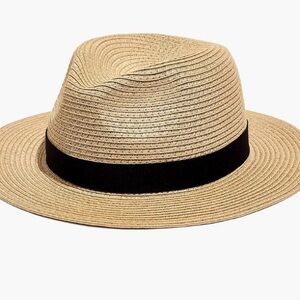 Madewell packable straw fedora-style hat, size M/L.